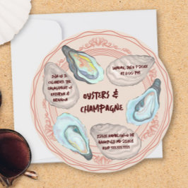 Invitación Oysters and Champagne Wedding Engagement Party