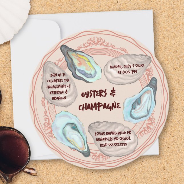 Invitación Oysters and Champagne Wedding Engagement Party (Subido por el creador)