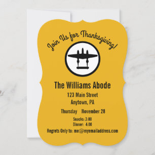 Invitación P-38 Cena de Acción de Gracias en Naranja de Pie d