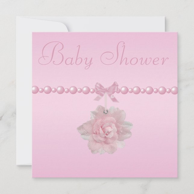 Invitación Pacificador Baby Shower Pink Rose, Shoes y Jewel (Anverso)