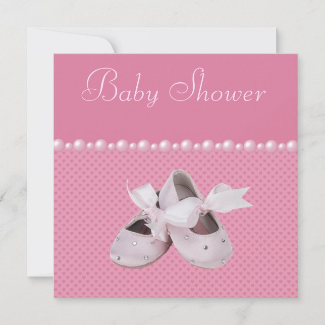 Invitación Pacificador Baby Shower Pink Shoes, Ropa y Jewel (Anverso)