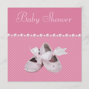 Invitación Pacificador Baby Shower Pink Shoes, Ropa y Jewel