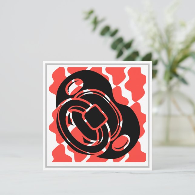Invitación Pacificador rojo y blanco de Baby Shower (Anverso de pie)