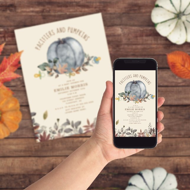 Invitación Pacificadores + calabazas Caen Chico Otoño Baby Sh (Subido por el creador)