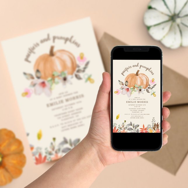 Invitación Pacificadores + calabazas otoño otoño Chica Baby S (Subido por el creador)