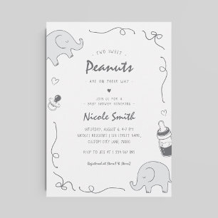 Invitación Pacificadores de elefantes de doble mano de Baby S