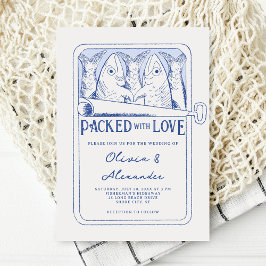 Invitación Packed with Love Hand Drawn Sardines Wedding