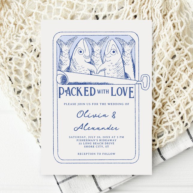 Invitación Packed with Love Hand Drawn Sardines Wedding (Subido por el creador)