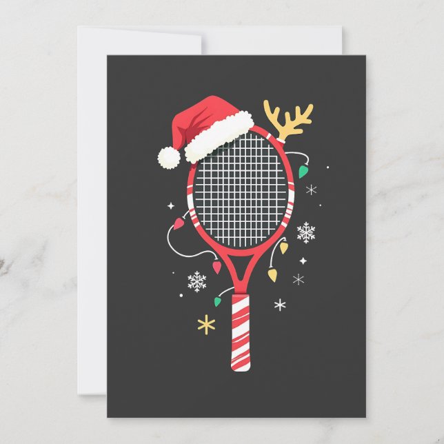 Invitación Paddle de tenis con Sombrero Santa y Luces de Navi (Anverso)