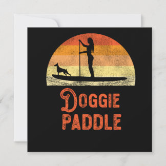 Invitación Paddle Doggie Paddle Chica Dog Retro Vintage