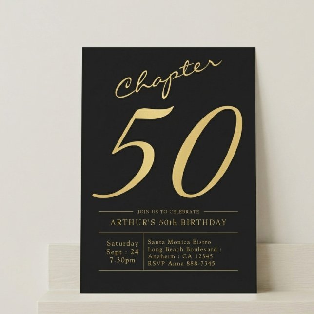 Invitación Padre Cumpleaños 50 50 Años Cumpleaños Fiesta Negr (50th birthday invite. Light colour background.)