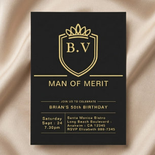Invitación Padre Cumpleaños 50 50 Años Fiesta Negro Oro