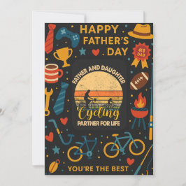 Invitación Padre Y Hija Pareja De Ciclismo Para Regalo De Vid