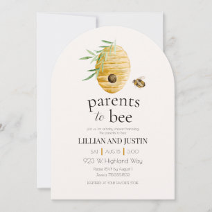 Invitación Padres a ser papá y mamá Acuarela Abeja de miel Ba