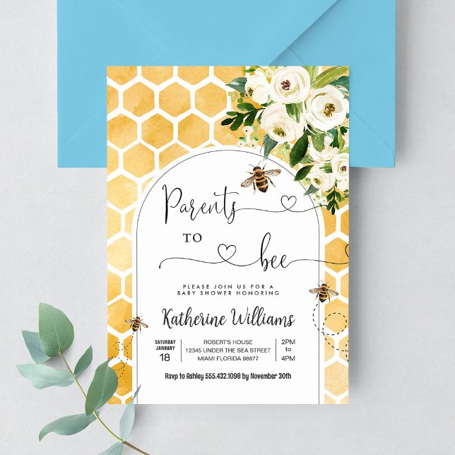 Invitación Padres Abeja Tema de Fiesta de Bebé de Miel (Subido por el creador)