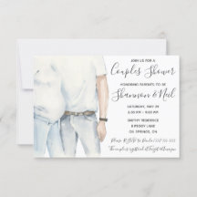 Padres acuarelas para ser el Baby Shower de la par