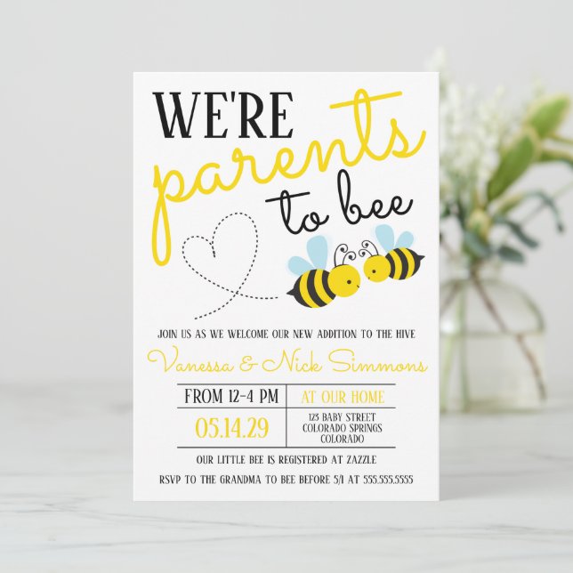 Invitación Padres amarillos curados para comprar Baby Shower (Anverso de pie)