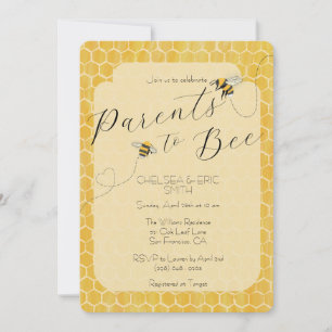 Invitación Padres de Abeja Enjambre de Bebé Baño de Nena