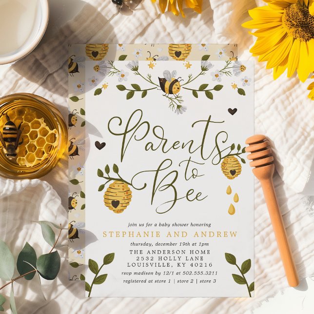 Invitación Padres De Bee Honeycomb Bumblebee Baby Shower (Subido por el creador)