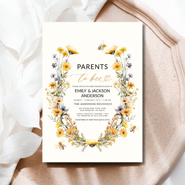 Invitación Padres de Bee Wildflower Couples Baby Shower (Subido por el creador)