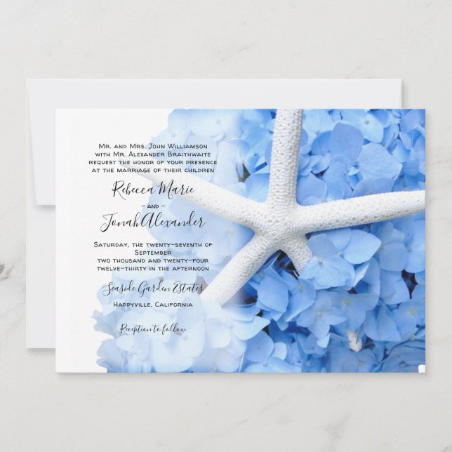 Invitación Padres de los jardines costeros nombran Boda coste (Anverso)