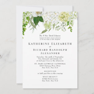 Invitación Padres de novias con flores blancas formales