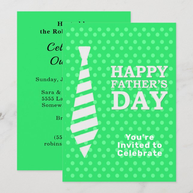 Invitación Padres Día de los Tiempos Blancos LT Puntos verdes (Anverso / Reverso)