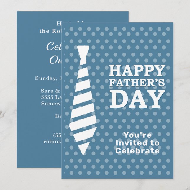 Invitación Padres Día de los Tiempos Blancos Luz Azul Puertos (Anverso / Reverso)