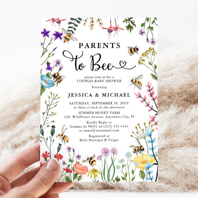 Invitación Padres en la Baby Shower Bee Wildflower & BumbleBe (Subido por el creador)