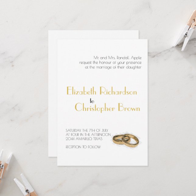 Invitación Padres Minimalistas Elegantes Boda (Anverso/Reverso In Situ)