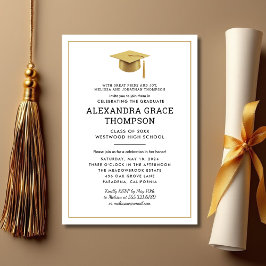 Invitación Padres minimalistas nombran Graduación de Oro Blan