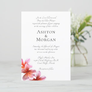 Invitación Padres nombran Boda frangipani rosado