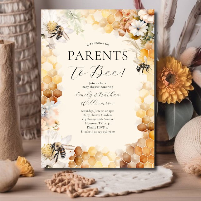 Invitación Padres Para Apostar A Un Baby Shower Floral Neutra (Subido por el creador)