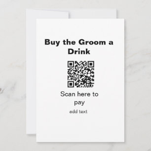 Invitación padrino de boda escanear QR para pagar una bebida 