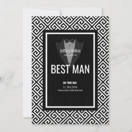 Invitación Padrino de traje negro y blanco de esmoquin 