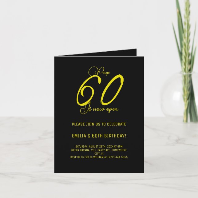 Invitación Pág. 60 | Modern Gold & Black 60th Birthday Party (Anverso)