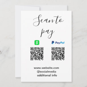 Invitación Paga con Paypal Cashapp escanea para pagar QR agre