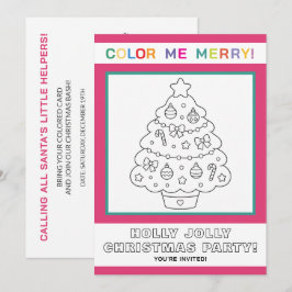 Invitación Página de colorear árbol de Navidad interactiva pa