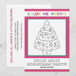 Invitación Página de colorear árbol de Navidad interactiva pa