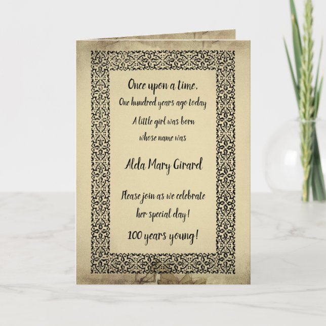 Invitación Página del libro de cuentos centenario (Anverso)