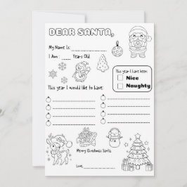 Invitación Página para colorear carta a Santa