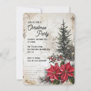 Invitación Página Rustic Vintage Christmas Fiesta Scrapbook