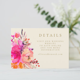 Invitación Página web de Boda floral de color rosa digital