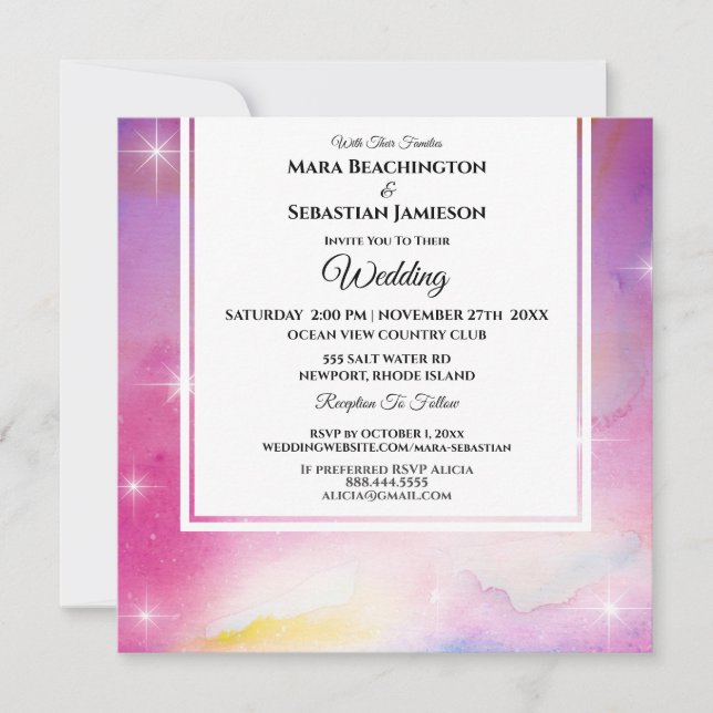 Invitación *~* Página web de Cosmos RSVP Nebula Boda Celestia (Anverso)