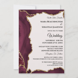 Invitación *~* Página web de RSVP Maroon AGATE Gold AR13 Boda