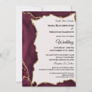 Invitación *~* Página web de RSVP Maroon AGATE Gold AR13 Boda