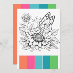 Invitación Páginas de coloreado de mariposa portátil para adu