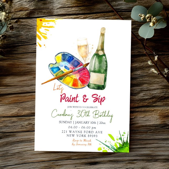 Invitación Paint and Seep Adults Birthday (Subido por el creador)