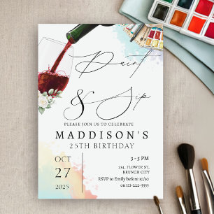 Invitación Paint and Sip Adultos Cumpleaños