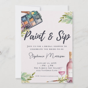 Invitación Paint and Sip Art Brip Shower